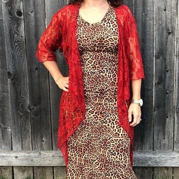 NWT LuLaRoe Shirley red lace open cardigan